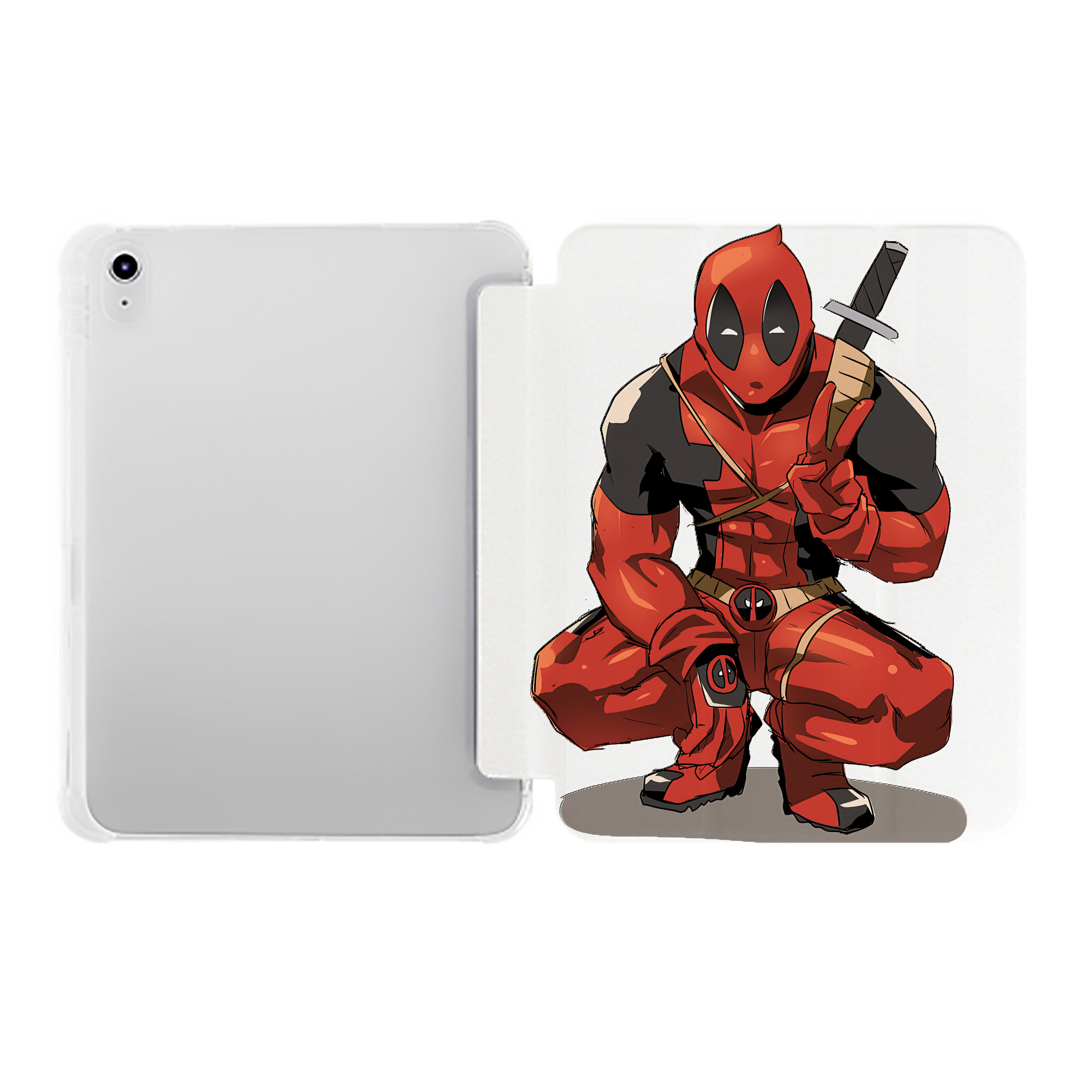 （画像用） Deadpool デッドプール IPad ケース ペン収納付き 三つ折りスタンド PUレザー×シリコン 対応機種9.5/10.5/10.9インチ